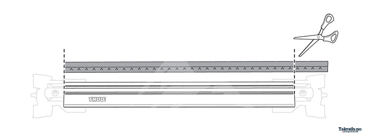 Slik tilpasser du lengden p&aring; gummilisten til Thule Wingbar Evo stenger